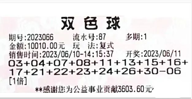 2022066双色球开奖号码